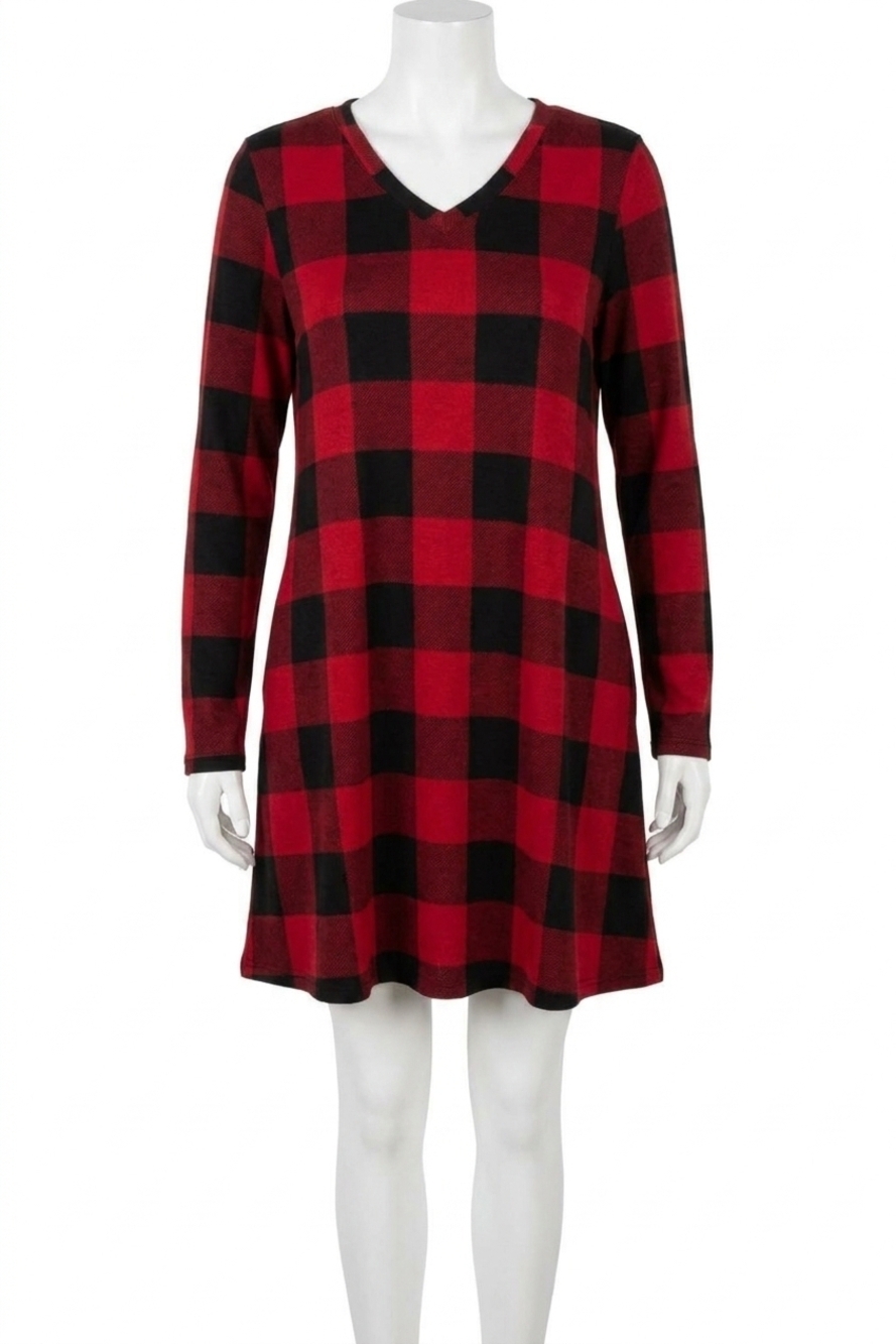 NEW HONEYME buffalo plaid dress in red